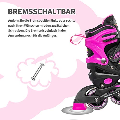 Hiboy Patines en línea ajustables con todas las ruedas iluminadas, patines para exteriores e interiores, para niños, niñas y principiantes (mediano: 35-38), color rosa