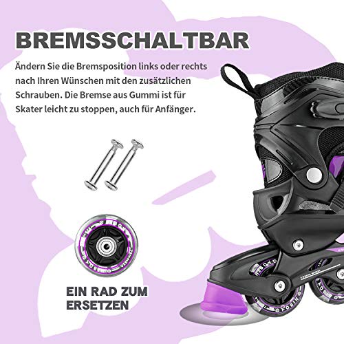 Hiboy Patines en línea ajustables con todas las ruedas iluminadas, patines para exteriores e interiores, para niños, niñas y principiantes, morado, Medium 35-38 Hiboy Patines en línea ajustables con todas las ruedas iluminadas, patines para exteriores e interiores, para niños, niñas y principiantes, morado, Medium 35-38