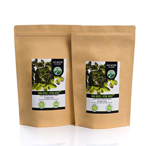 Hierbabuena (250g), corte menta verde, suavemente secado, 100% puro y natural para la preparación de té, menta marroquí, té de hierbas