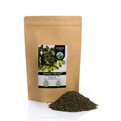 Hierbabuena (250g), corte menta verde, suavemente secado, 100% puro y natural para la preparación de té, menta marroquí, té de hierbas Hierbabuena (250g), corte menta verde, suavemente secado, 100% puro y natural para la preparación de té, menta marroquí, té de hierbas