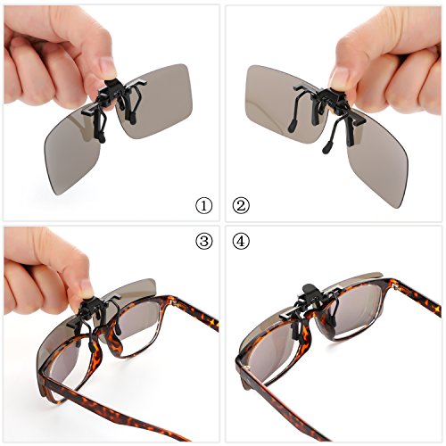 Hifot Clip Gafas de Sol polarizadas Lentes 4 Piezas, Flip up Gafas de Sol para Mujer Hombre, Suplementos de Sol para Gafas graduadas