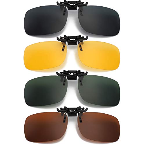 Hifot Clip Gafas de Sol polarizadas Lentes 4 Piezas, Flip up Gafas de Sol para Mujer Hombre, Suplementos de Sol para Gafas graduadas