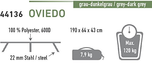 High Peak Oviedo Cama de Campaña, Gris/Gris Oscuro, 190 x 65 x 45 cm