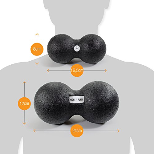 High Pulse Bolas de Masaje Lacrosse – Pelotas dobles para masaje y regeneracion muscular en cuello y espalda (12 cm)