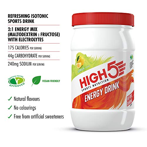 HIGH5 1 kg Bebida Energética, Apta para Veganos, Mezcla Refrescante de Carbohidratos y Electrolitos - Cítricos