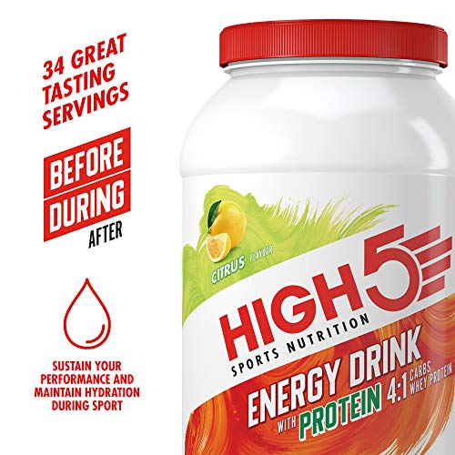 HIGH5 Bebida Energética con Bolsitas de Proteína con Carbohidratos, Proteína y Electrolitos (Cítrico, 1,6 kg)