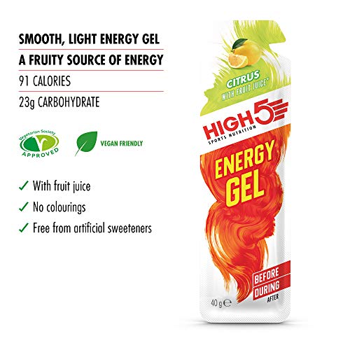 HIGH5 Gel Energético Bolsitas de Liberación Rápida con Zumo de Fruta Natural (Cítrico)