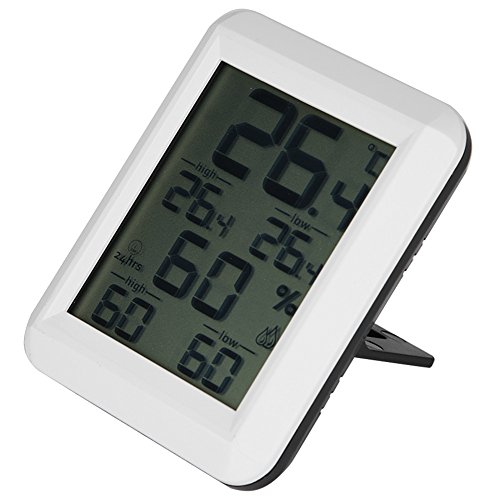 Higrómetro digital inalámbrico para interiores, temperatura y humedad con pantalla táctil LCD y monitor de temperatura de retroiluminación (sin transmisor exterior)