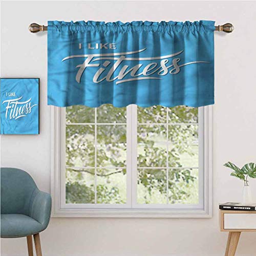 Hiiiman Cenefa de cortina opaca con bolsillo para barra, con cita I Like Fitness, juego de 2, 137 x 91 cm, falda corta recta para sala de estar Hiiiman Cenefa de cortina opaca con bolsillo para barra, con cita I Like Fitness, juego de 2, 137 x 91 cm, falda corta recta para sala de estar