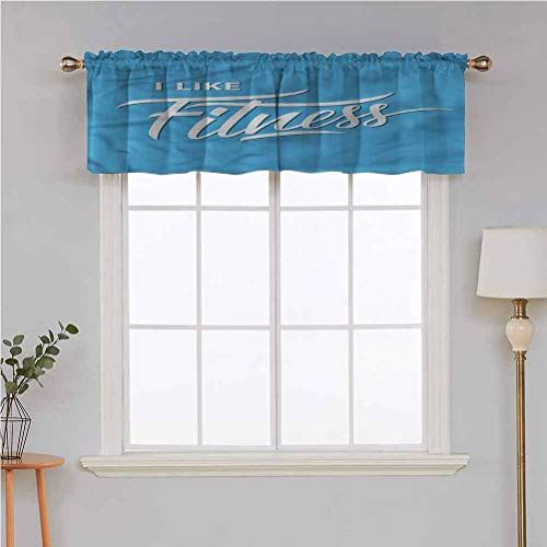 Hiiiman Cenefa de cortina opaca con bolsillo para barra, con cita I Like Fitness, juego de 2, 137 x 91 cm, falda corta recta para sala de estar Hiiiman Cenefa de cortina opaca con bolsillo para barra, con cita I Like Fitness, juego de 2, 137 x 91 cm, falda corta recta para sala de estar