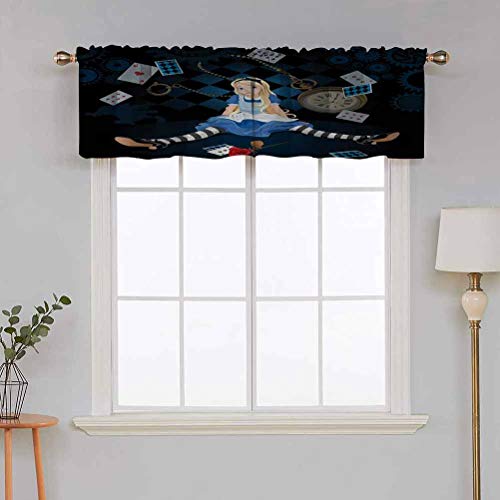 Hiiiman Cenefas de cortina con bolsillo para barra, tamaño adulto, Alicia sentada con tarjetas voladoras, juego de 2, 137 x 91 cm, aislamiento térmico para sala de estar Hiiiman Cenefas de cortina con bolsillo para barra, tamaño adulto, Alicia sentada con tarjetas voladoras, juego de 2, 137 x 91 cm, aislamiento térmico para sala de estar