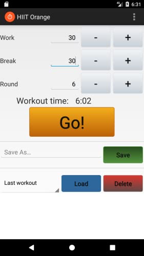 HIIT Orange Workout Interval Timer