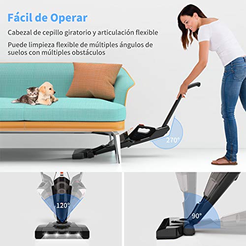 Hikeren Aspiradora Escoba 16 Kpa Aspiradora Hogar Escoba Sin Cable Aspiradora de Mano con Batería de 2500mAh 2 Velocidades de Aspiradoras Verticales, 4 Luces LED & Filtro Lavable, 2 Cepillos Hikeren Aspiradora Escoba 16 Kpa Aspiradora Hogar Escoba Sin Cable Aspiradora de Mano con Batería de 2500mAh 2 Velocidades de Aspiradoras Verticales, 4 Luces LED & Filtro Lavable, 2 Cepillos