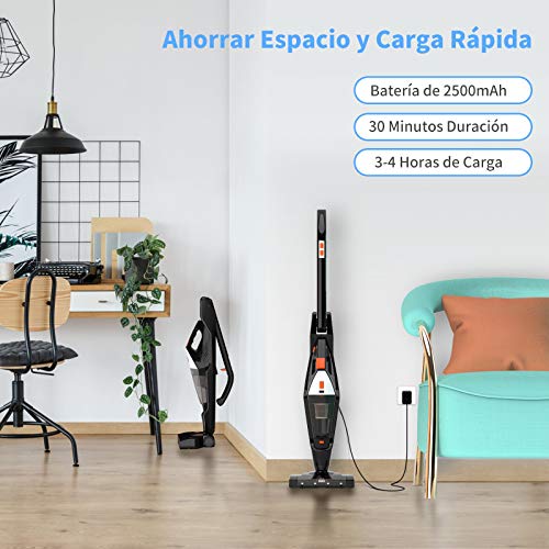 Hikeren Aspiradora Escoba 16 Kpa Aspiradora Hogar Escoba Sin Cable Aspiradora de Mano con Batería de 2500mAh 2 Velocidades de Aspiradoras Verticales, 4 Luces LED & Filtro Lavable, 2 Cepillos Hikeren Aspiradora Escoba 16 Kpa Aspiradora Hogar Escoba Sin Cable Aspiradora de Mano con Batería de 2500mAh 2 Velocidades de Aspiradoras Verticales, 4 Luces LED & Filtro Lavable, 2 Cepillos