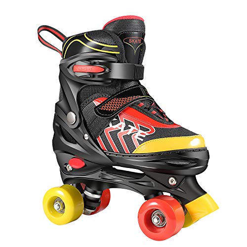 Hikole Patines de Ruedas para niños, tamaño Ajustable, Rueda de PVC, Triple Bloqueo, Malla, Patines Transpirables para Principiantes, niños y niñas