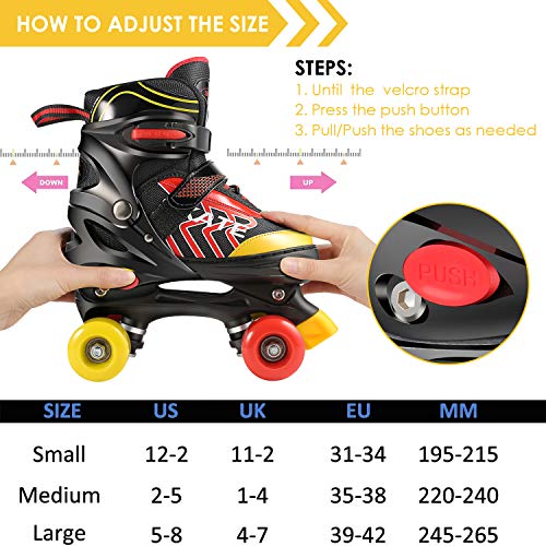 Hikole Patines de Ruedas para niños, tamaño Ajustable, Rueda de PVC, Triple Bloqueo, Malla, Patines Transpirables para Principiantes, niños y niñas