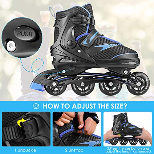 Hikole Patines en Linea para Adultos y Adolescentes Tamaño Ajustable (35-43) Patines para Hombres y Mujeres Patines de Ruedas Transpirables y Cómodos