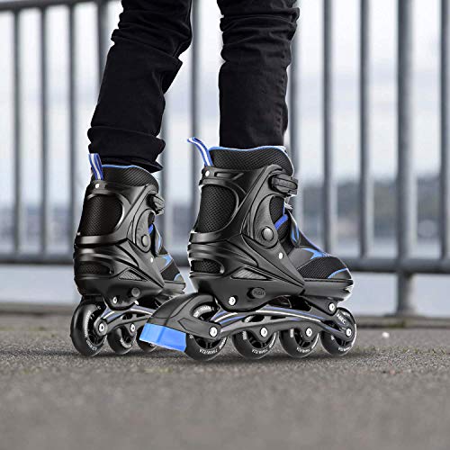 Hikole - Patines en línea para adultos y niños, ajustables, de poliuretano, resistentes al desgaste, talla 35 – 43, máx. Carga 80 kg