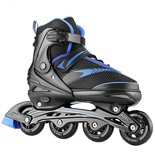 Hikole - Patines en línea para adultos y niños, ajustables, de poliuretano, resistentes al desgaste, talla 35 – 43, máx. Carga 80 kg