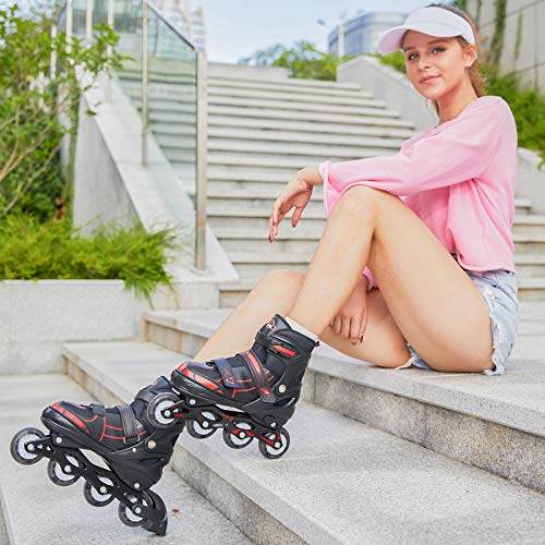 Hikole Patines en Línea para Niñas y Niños Patines 4 Ruedas Ajustable con Luz Tamaño 30-41 per Niños y Adulto(S,30-33)