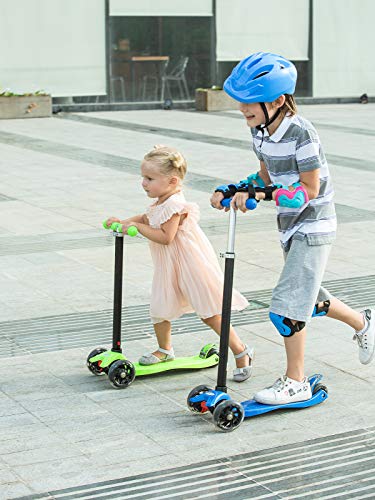 Hikole Patinete Infantil 3 Ruedas, niños de Altura Ajustable Scooter para niños y niñas 3-12, luz LED Intermitente Ruedas de PU (Almacén checo)