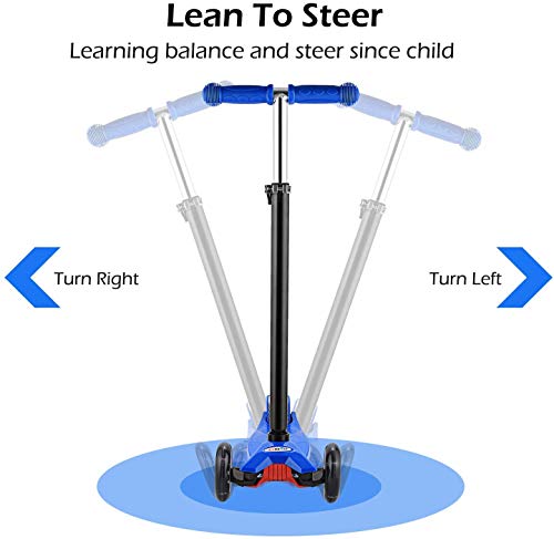 Hikole Patinete Infantil 3 Ruedas, niños de Altura Ajustable Scooter para niños y niñas 3-12, luz LED Intermitente Ruedas de PU (Almacén checo)