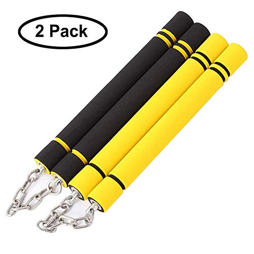 Hilmocho 2 Pack Artes Marciales Espuma Nunchaku Entrenamiento de Práctica Acolchada Nunchucks para Niños