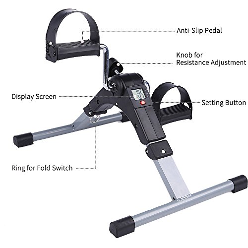 himaly Mini Bicicleta de Ejercicio portátil casa Pedal Ejercicio Gimnasio Fitness Brazo de Entrenamiento Cardiovascular Resistencia Ajustable con Pantalla LCD para Mujeres y Hombres