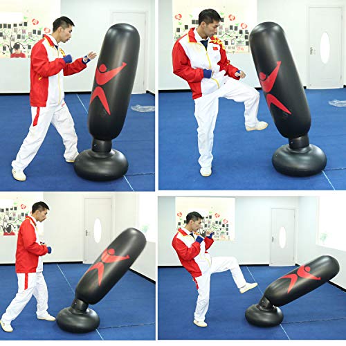 Himifuture - Saco de boxeo hinchable de 160 cm, con soporte, para fitness, color rojo vino