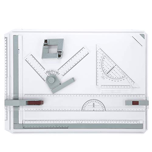 Himimi A3 Tableros de dibujo Mesa de dibujo, herramienta de dibujo multifuncional con regla clara Movimiento paralelo y ángulo de sistema de medición ajustable