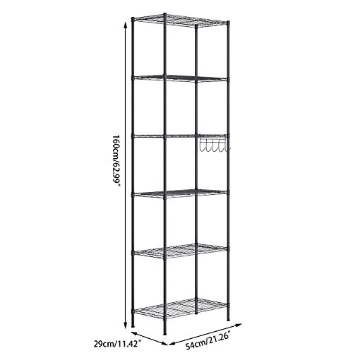 Himimi Estantería Estantería de Cocina Estantería en Metal con Ganchos Laterales de Cromado 54 x 29 x 160 cm,Negro Himimi Estantería Estantería de Cocina Estantería en Metal con Ganchos Laterales de Cromado 54 x 29 x 160 cm,Negro