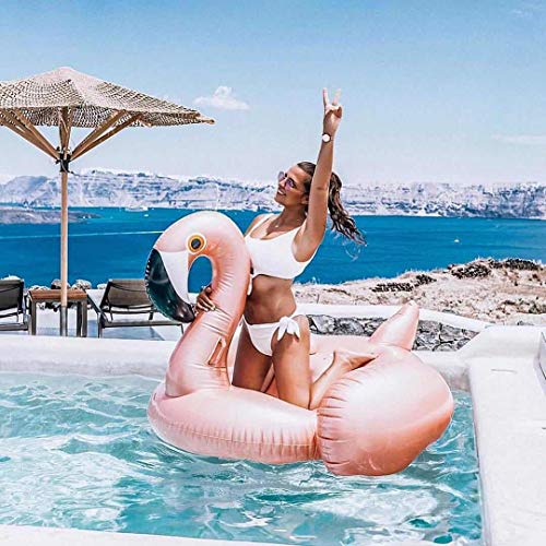 Hinchable Colchoneta Flamenco Inflable Flamenco Piscina Flotador Gigante de Flamenco para Piscina (Oro inflable flamenco)