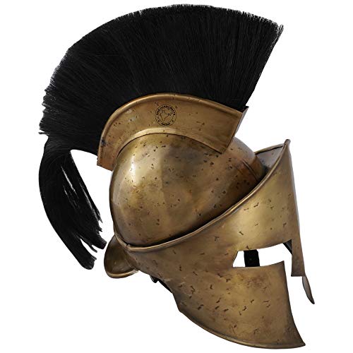 Hind Handicrafts Casco romano de hierro medieval griego Corinthian Spartan 300 – King Leonidas adulto – Forro de cuero ajustable – LARP, Halloween & Role Play