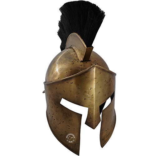 Hind Handicrafts Casco romano de hierro medieval griego Corinthian Spartan 300 – King Leonidas adulto – Forro de cuero ajustable – LARP, Halloween & Role Play