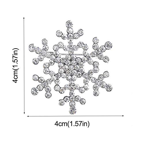HINK Boda Plata Copo de Nieve Pecho Simulación Diamante de imitación Cristal Pull Pin Joyas y Relojes de Navidad Broche
