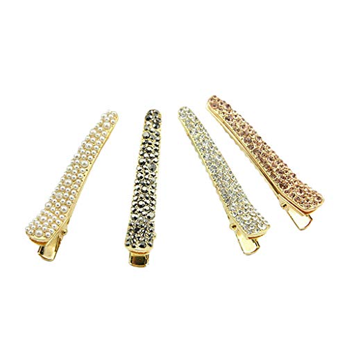 HINK Diamante de imitación Horquilla Clip para Flequillo Aleación Clip de Pico de Pato dentado Perla Joyas y Relojes Pinza para el Cabello