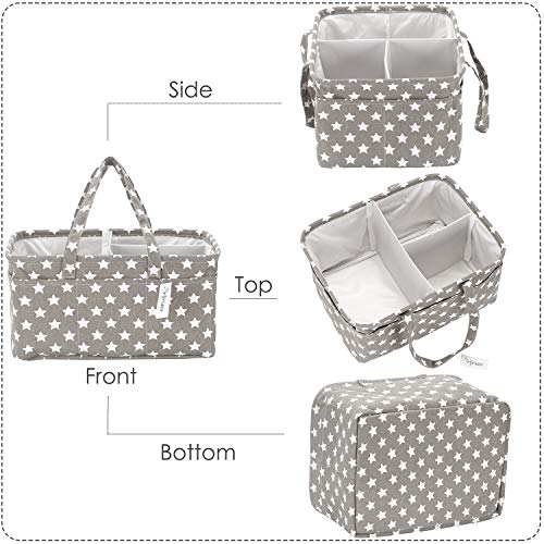 Hinwo - Cesta para pañales de bebé, 3 compartimentos, organizador portátil para el coche, cesta de regalo para recién nacidos, con divisor desmontable y 10 bolsillos invisibles pañales y toallitas Hinwo - Cesta para pañales de bebé, 3 compartimentos, organizador portátil para el coche, cesta de regalo para recién nacidos, con divisor desmontable y 10 bolsillos invisibles pañales y toallitas