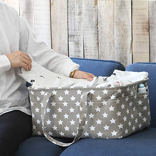 Hinwo - Cesta para pañales de bebé, 3 compartimentos, organizador portátil para el coche, cesta de regalo para recién nacidos, con divisor desmontable y 10 bolsillos invisibles pañales y toallitas Hinwo - Cesta para pañales de bebé, 3 compartimentos, organizador portátil para el coche, cesta de regalo para recién nacidos, con divisor desmontable y 10 bolsillos invisibles pañales y toallitas
