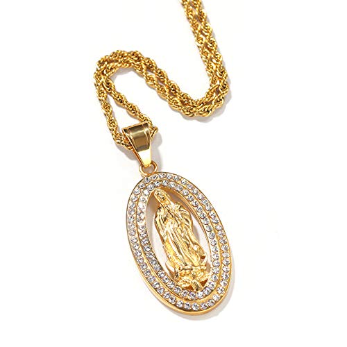 Hip-Hop - Colgante elíptico de Madonna Done de acero inoxidable galvanizado al vacío, colgante de rap europeo y americano (oro) Hip-Hop - Colgante elíptico de Madonna Done de acero inoxidable galvanizado al vacío, colgante de rap europeo y americano (oro)