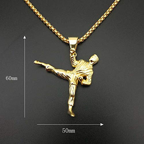 Hip Hop Rock Oro Color 316l Acero Inoxidable Taekwondo Kung Fu Colgantes Collares para Hombres Gimnasio Joyería 60cm