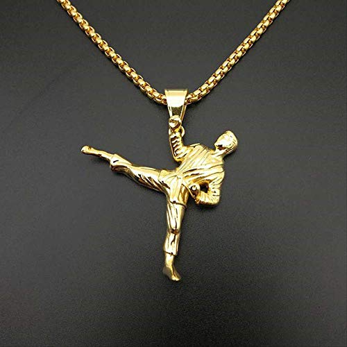 Hip Hop Rock Oro Color 316l Acero Inoxidable Taekwondo Kung Fu Colgantes Collares para Hombres Gimnasio Joyería 60cm Hip Hop Rock Oro Color 316l Acero Inoxidable Taekwondo Kung Fu Colgantes Collares para Hombres Gimnasio Joyería 60cm
