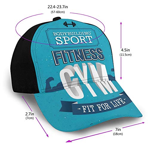 Hip Hop Sun Hat Baseball Cap,Fit For Life Bodybuilding Sport Biceps Sportsman Athletic Muscular Form,For Men&Women