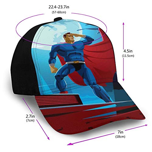 Hip Hop Sun Hat Baseball Cap,Retro Cartoon Character Hero Saving People from Evil Strong Muscular Man with Cape,For Men&Women Hip Hop Sun Hat Baseball Cap,Retro Cartoon Character Hero Saving People from Evil Strong Muscular Man with Cape,For Men&Women
