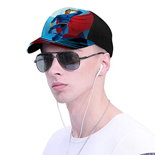 Hip Hop Sun Hat Baseball Cap,Retro Cartoon Character Hero Saving People from Evil Strong Muscular Man with Cape,For Men&Women