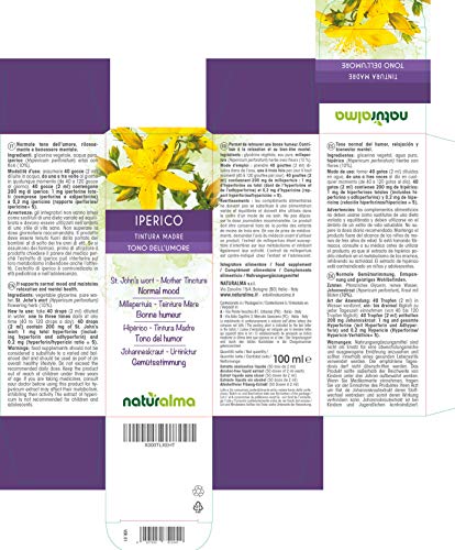 HIPÉRICO o hierba de San Juan (Hypericum perforatum) hierba con flores Tintura Madre sin alcohol NATURALMA | Extracto líquido gotas 100 ml | Complemento alimenticio | Vegano HIPÉRICO o hierba de San Juan (Hypericum perforatum) hierba con flores Tintura Madre sin alcohol NATURALMA | Extracto líquido gotas 100 ml | Complemento alimenticio | Vegano