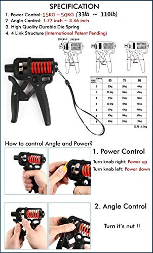 Hipier Entrenamiento de Agarre de Mano Ejercitador de Mano y Antebrazo Hand Grip Strengthener Empuñadura Fortalecedor de Dedos para Atletas y Músicos para Aumentar la Fuerza