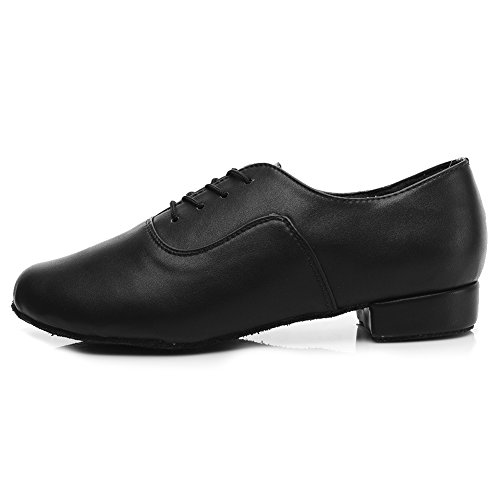 HIPPOSEUS Hombres estándar Zapatos de Baile Latino,Tacón bajo 2.5CM(0.98inches),ES704,Negro Color,EU 45