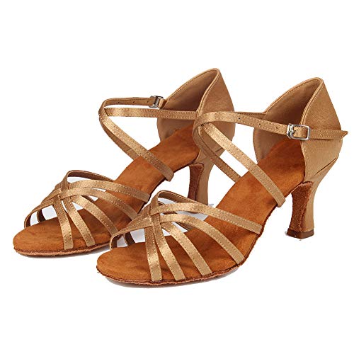 HIPPOSEUS Mujeres Zapatos de Baile Latino Práctica de satén Salón de Baile Zapatos de Baile de Rendimiento con Correas Cruzadas Punta Abierta,FWZJ-CL-BDJ-7,Marrón Claro Color,EU 38 HIPPOSEUS Mujeres Zapatos de Baile Latino Práctica de satén Salón de Baile Zapatos de Baile de Rendimiento con Correas Cruzadas Punta Abierta,FWZJ-CL-BDJ-7,Marrón Claro Color,EU 38