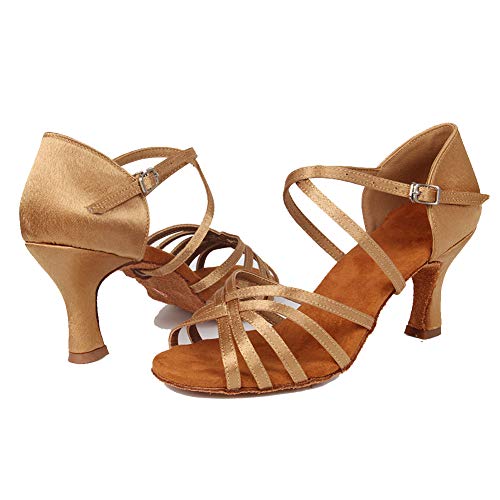 HIPPOSEUS Mujeres Zapatos de Baile Latino Práctica de satén Salón de Baile Zapatos de Baile de Rendimiento con Correas Cruzadas Punta Abierta,FWZJ-CL-BDJ-7,Marrón Claro Color,EU 38 HIPPOSEUS Mujeres Zapatos de Baile Latino Práctica de satén Salón de Baile Zapatos de Baile de Rendimiento con Correas Cruzadas Punta Abierta,FWZJ-CL-BDJ-7,Marrón Claro Color,EU 38
