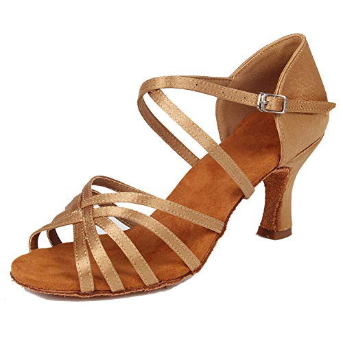 HIPPOSEUS Mujeres Zapatos de Baile Latino Práctica de satén Salón de Baile Zapatos de Baile de Rendimiento con Correas Cruzadas Punta Abierta,FWZJ-CL-BDJ-7,Marrón Claro Color,EU 38 HIPPOSEUS Mujeres Zapatos de Baile Latino Práctica de satén Salón de Baile Zapatos de Baile de Rendimiento con Correas Cruzadas Punta Abierta,FWZJ-CL-BDJ-7,Marrón Claro Color,EU 38